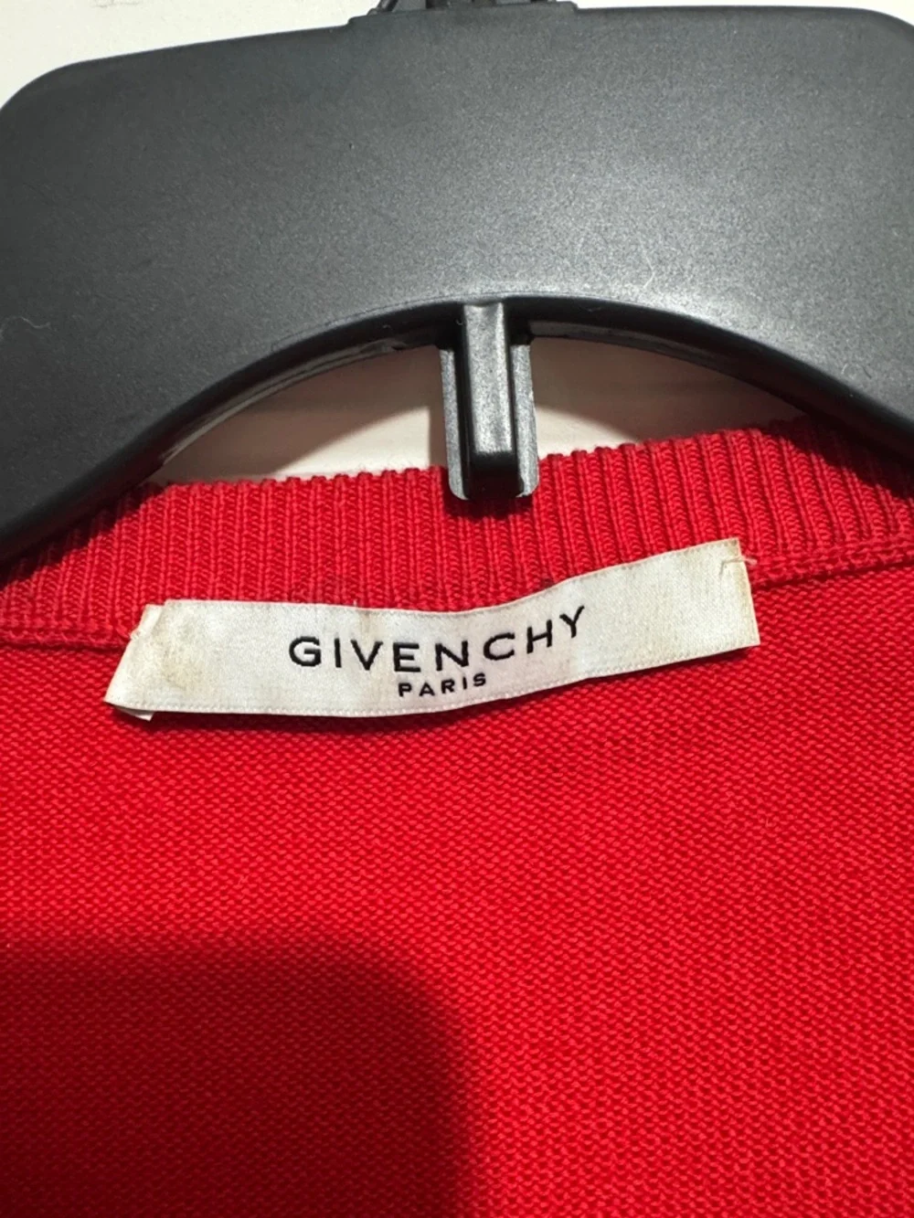 Givenchy Red Crewneck Sweater with Vertical Logo, Sz XL